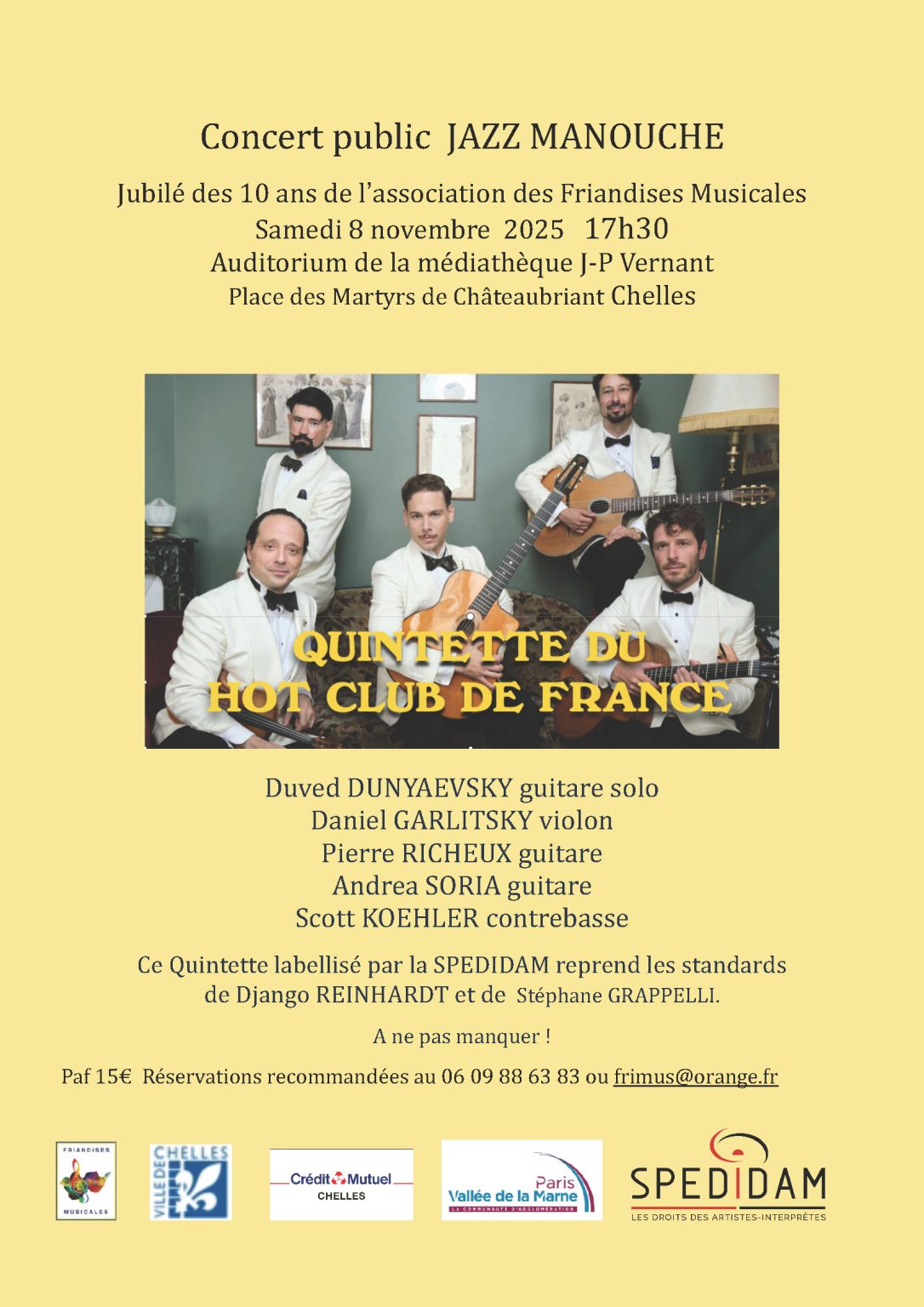 Flyer A4 Quintette Hot Club de France 8 nov 2025