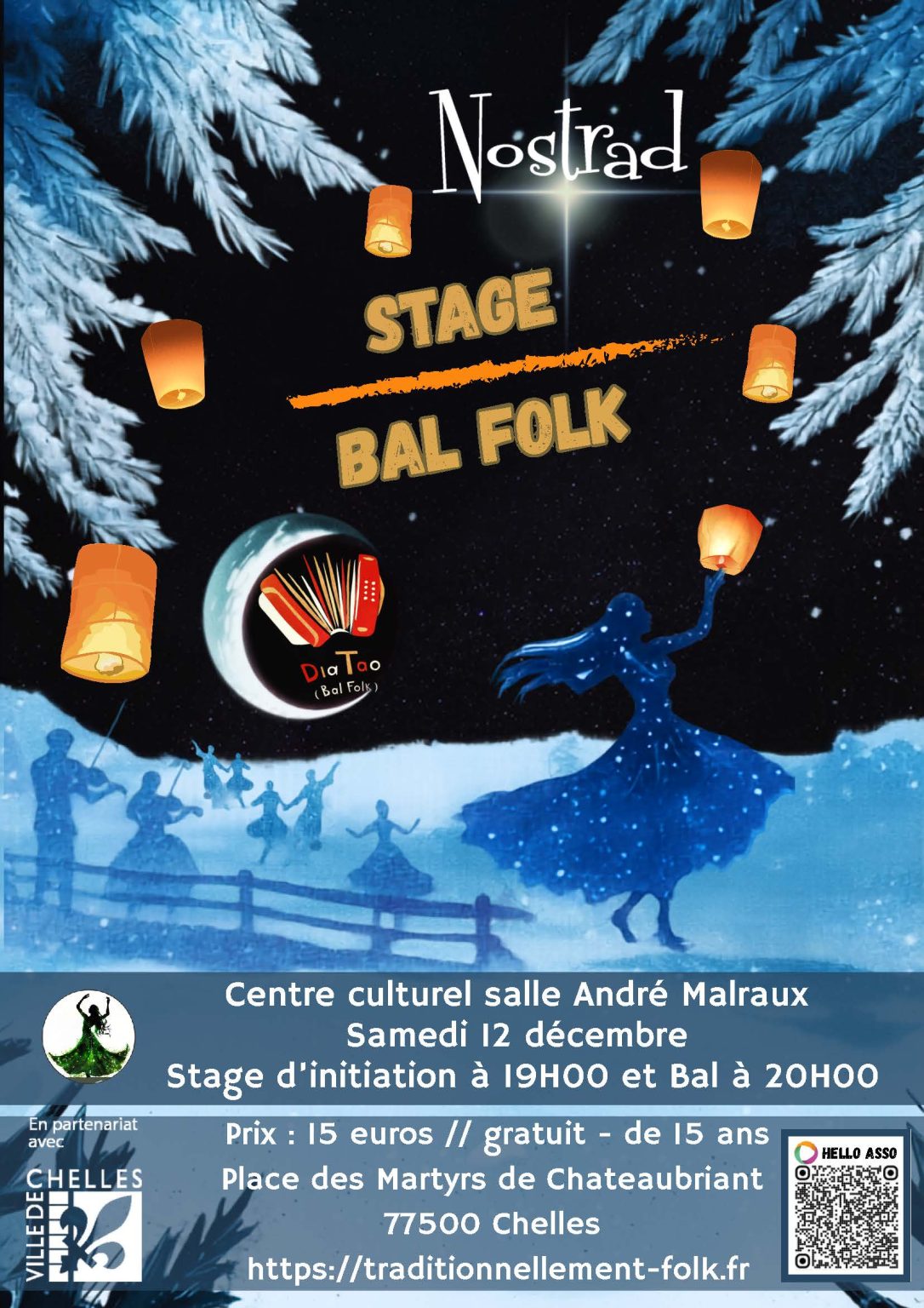 Affiche Bal 12 décembre traditionnellement folk