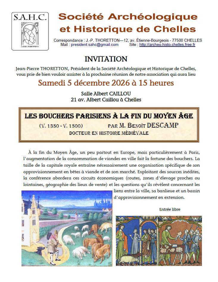 CONFÉRENCE LES BOUCHERS PARISIENS À LA FIN DU MOYEN ÂGE - S.A.H.C